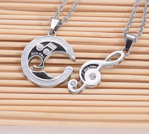 Music Couple Necklace Set
