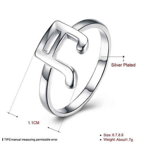 Silver-Color Music Note Ring