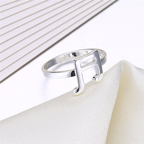 Silver-Color Music Note Ring