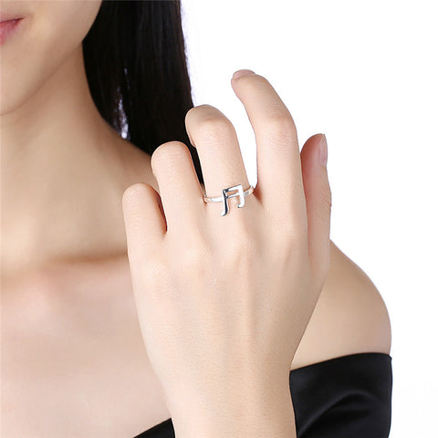 Silver-Color Music Note Ring