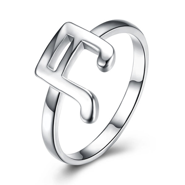 Silver-Color Music Note Ring