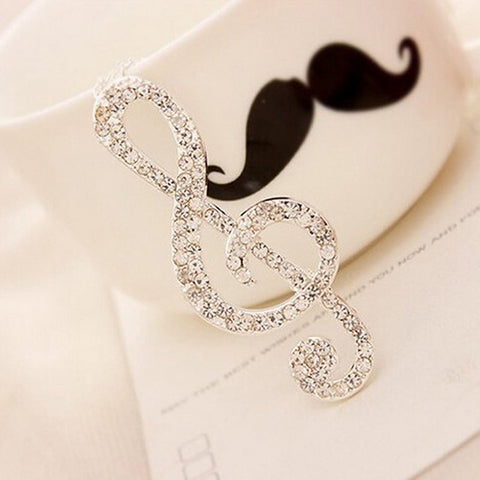 Women Chic Rhinestone Music Note Necklace